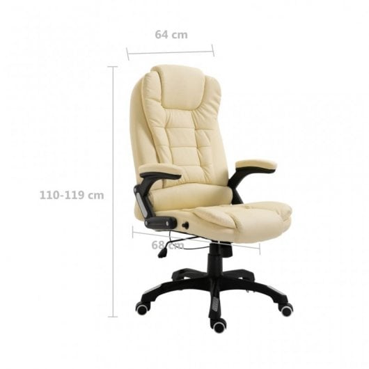 VidaXL Silla de Oficina de Cuero Sintético Crema
