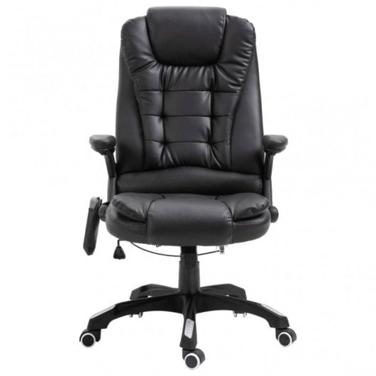 VidaXL Silla de Oficina de Masaje de Cuero Sintético Negra