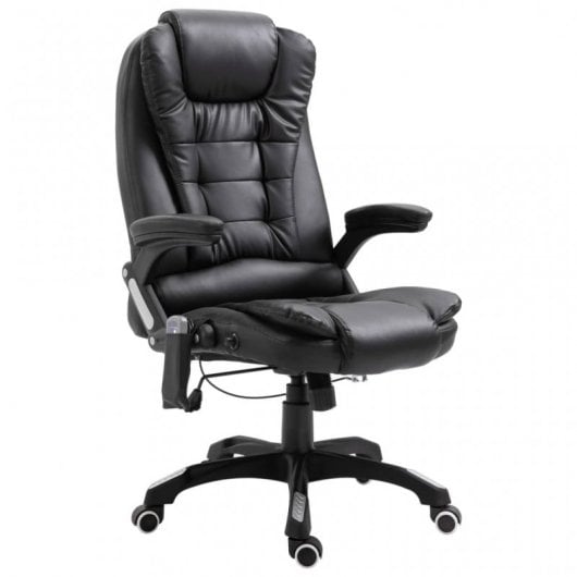 VidaXL Silla de Oficina de Masaje de Cuero Sintético Negra