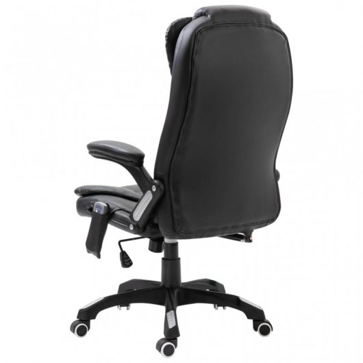 VidaXL Silla de Oficina de Masaje de Cuero Sintético Negra