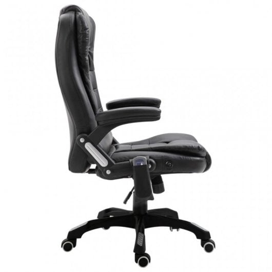 VidaXL Silla de Oficina de Masaje de Cuero Sintético Negra