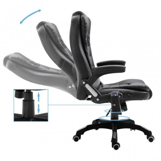 VidaXL Silla de Oficina de Masaje de Cuero Sintético Negra