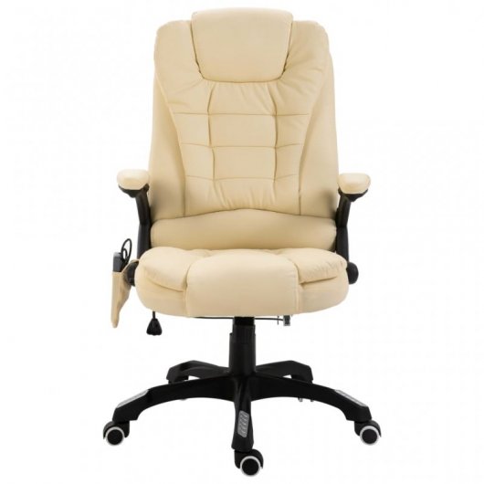 VidaXL Silla de Oficina de Masaje de Cuero Sintético Crema