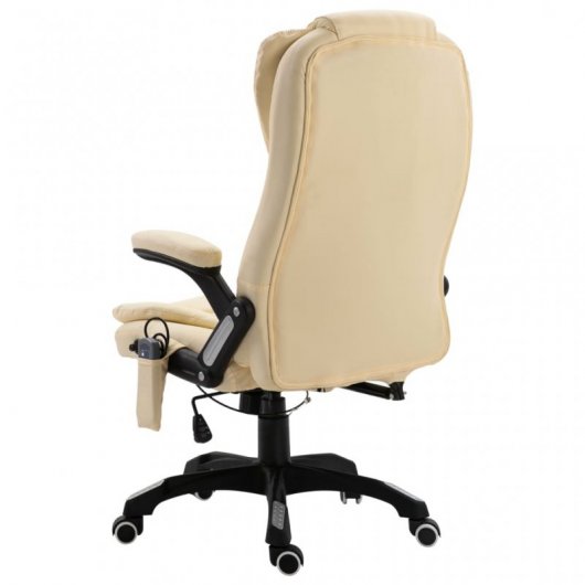 VidaXL Silla de Oficina de Masaje de Cuero Sintético Crema