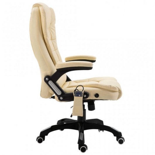 VidaXL Silla de Oficina de Masaje de Cuero Sintético Crema