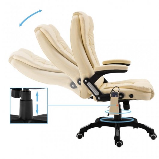 VidaXL Silla de Oficina de Masaje de Cuero Sintético Crema