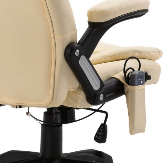 VidaXL Silla de Oficina de Masaje de Cuero Sintético Crema