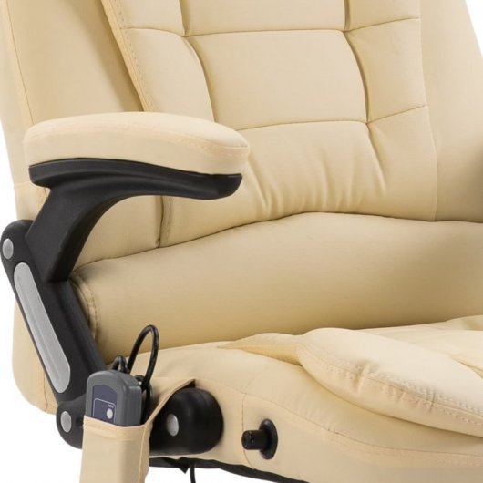 VidaXL Silla de Oficina de Masaje de Cuero Sintético Crema