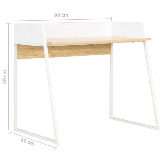 Bureau VidaXL 90x60x88cm Chêne/Blanc