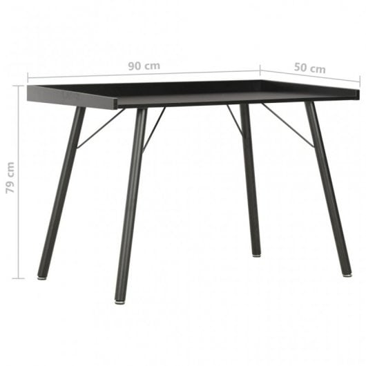 Bureau VidaXL 90x50x79cm Noir