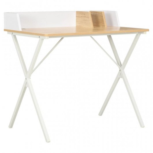 Scrivania VidaXL 80x50x84 cm Bianco/Naturale