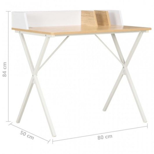 Scrivania VidaXL 80x50x84 cm Bianco/Naturale