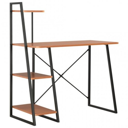 VidaXL Bureau avec étagère 102x50x117cm Noir/Marron