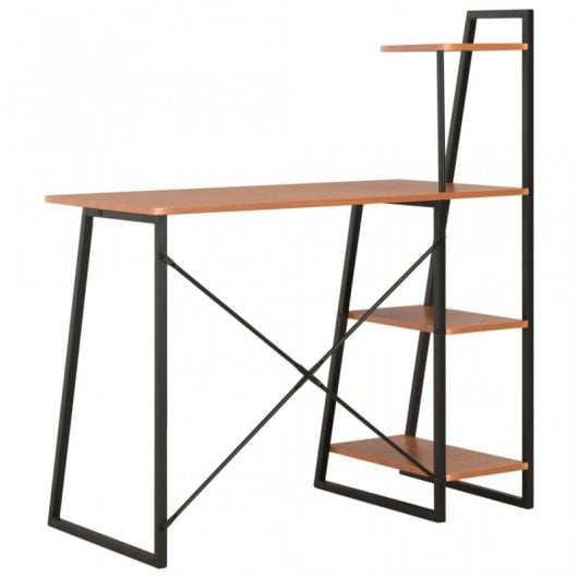 VidaXL Bureau avec étagère 102x50x117cm Noir/Marron