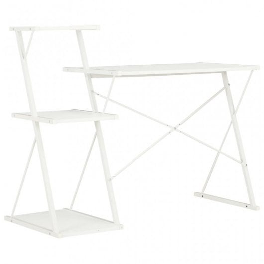 Scrivania con ripiano VidaXL 116x50x93 cm Bianca