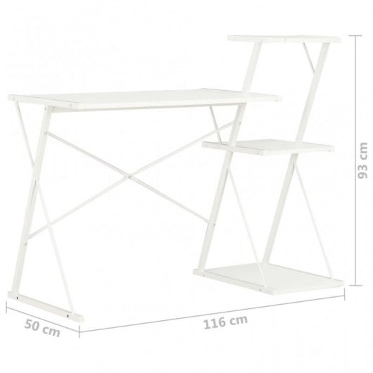 Scrivania con ripiano VidaXL 116x50x93 cm Bianca