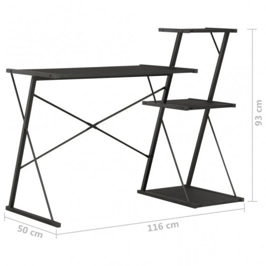 VidaXL Escritorio con Estantería 116x50x93cm Negro