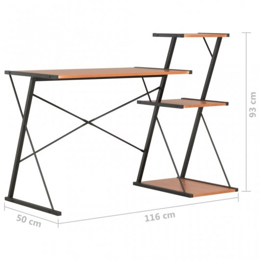 VidaXL Escritorio con Estantería 116x50x93cm Negro/Marrón