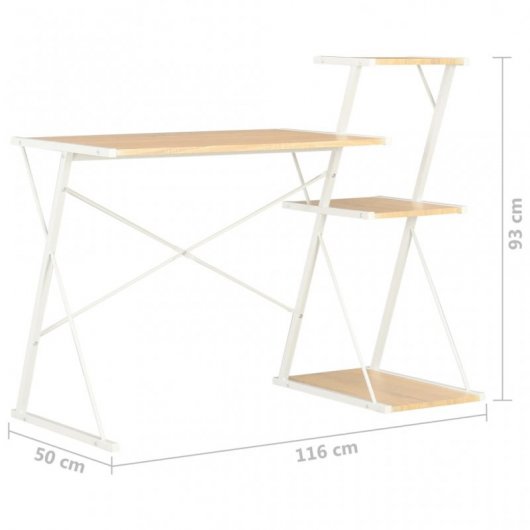 VidaXL Scrivania con Ripiano 116x50x93 cm Rovere/Bianco