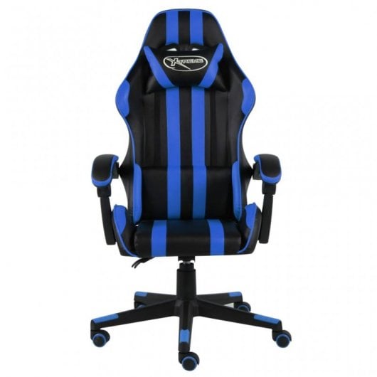 VidaXL Chaise de jeu en cuir synthétique noir/bleu