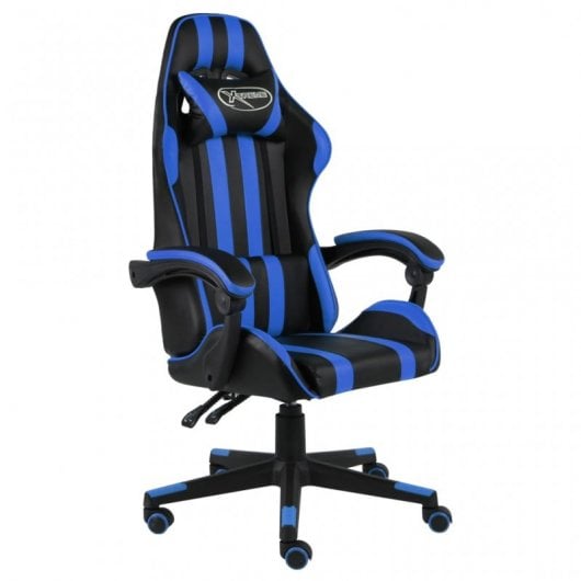 VidaXL Chaise de jeu en cuir synthétique noir/bleu