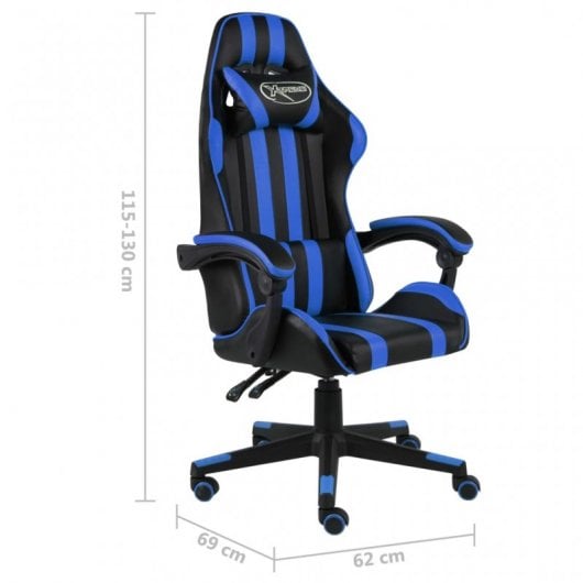 VidaXL Chaise de jeu en cuir synthétique noir/bleu