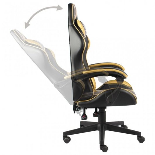 vidaXL Silla Gaming de Cuero Sintético Negro/Dorado