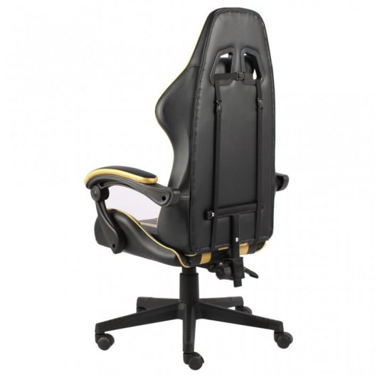 vidaXL Silla Gaming de Cuero Sintético Negro/Dorado