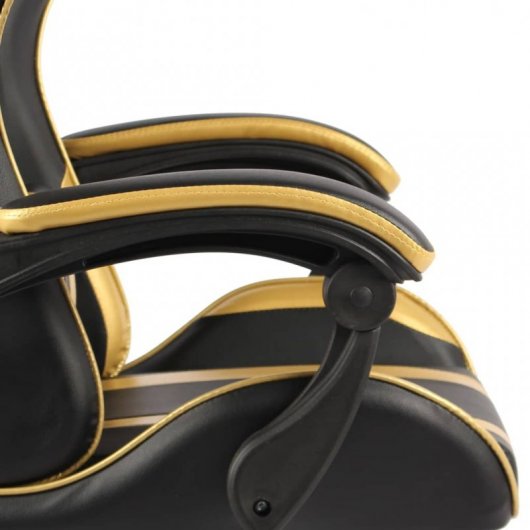 vidaXL Silla Gaming de Cuero Sintético Negro/Dorado