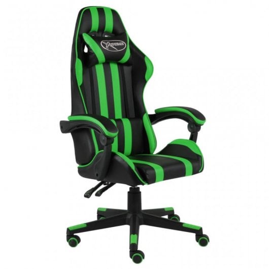 Sedia da gaming VidaXL in pelle sintetica nera/verde