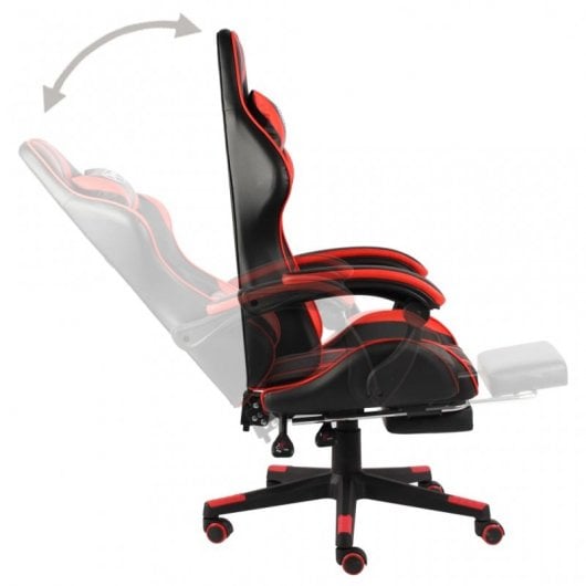 VidaXL Silla Gaming con Reposapiés Cuero Sintético Negro/Rojo