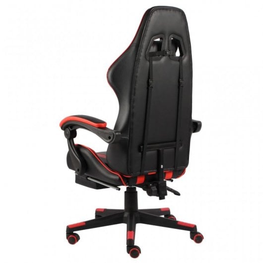 VidaXL Silla Gaming con Reposapiés Cuero Sintético Negro/Rojo