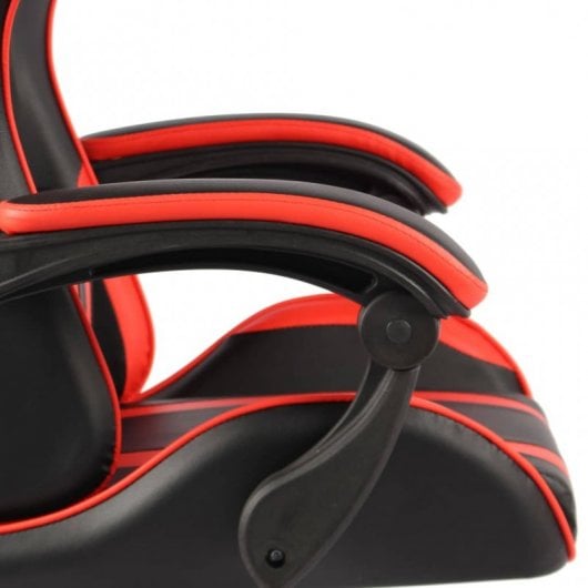 VidaXL Silla Gaming con Reposapiés Cuero Sintético Negro/Rojo