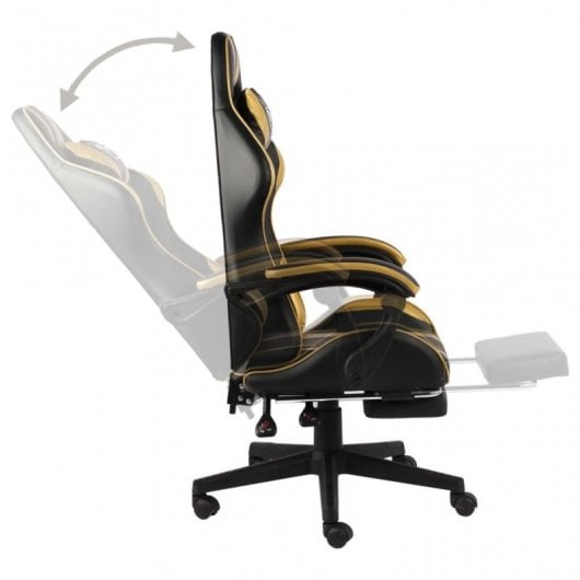 VidaXL Silla Gaming con Reposapiés Cuero Sintético Negro/Dorado