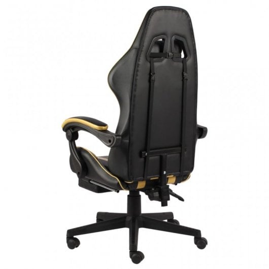 VidaXL Silla Gaming con Reposapiés Cuero Sintético Negro/Dorado