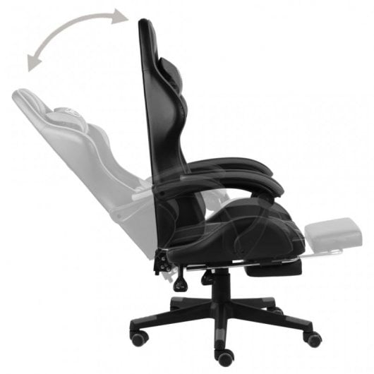 VidaXL Silla Gaming con Reposapiés Cuero Sintético Negro/Gris