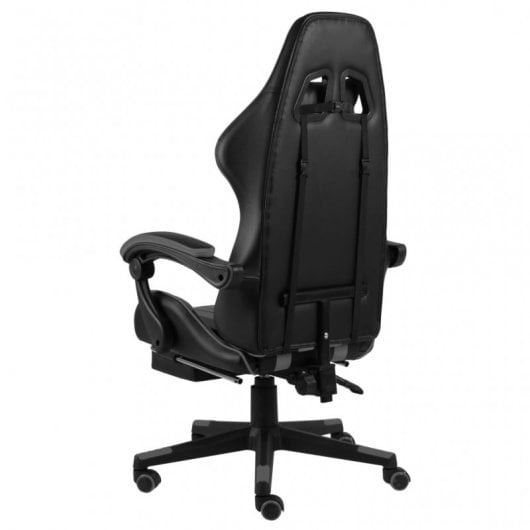 VidaXL Silla Gaming con Reposapiés Cuero Sintético Negro/Gris