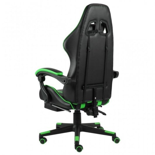 VidaXL Silla Gaming con Reposapiés Cuero Sintético Negro/Verde