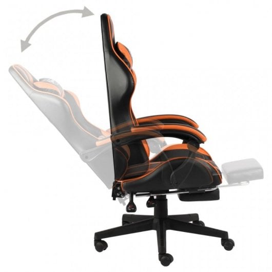 VidaXL Chaise de Gaming avec Repose-Pieds Cuir Synthétique Noir/Orange