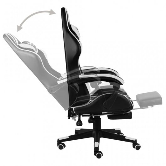 VidaXL Silla Gaming con Reposapiés Cuero Sintético Negro/Blanco