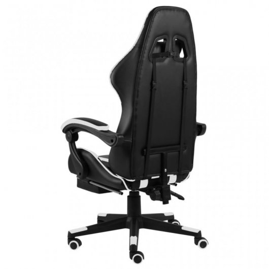 VidaXL Silla Gaming con Reposapiés Cuero Sintético Negro/Blanco