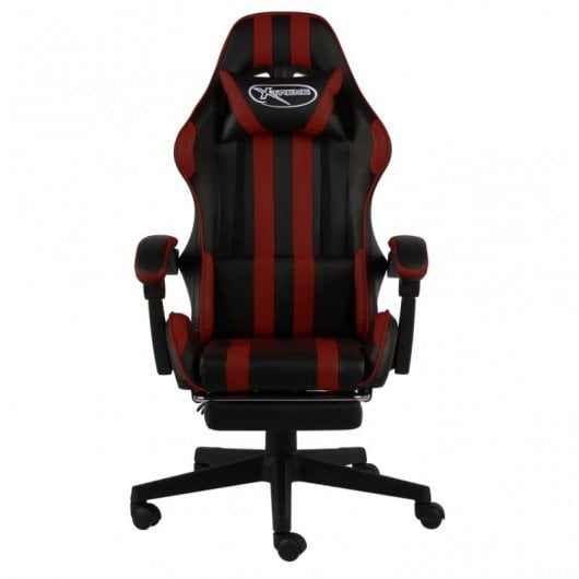 vidaXL Sedia da Gaming con Poggiapiedi in Pelle Sintetica Nero/Rosso Rosso