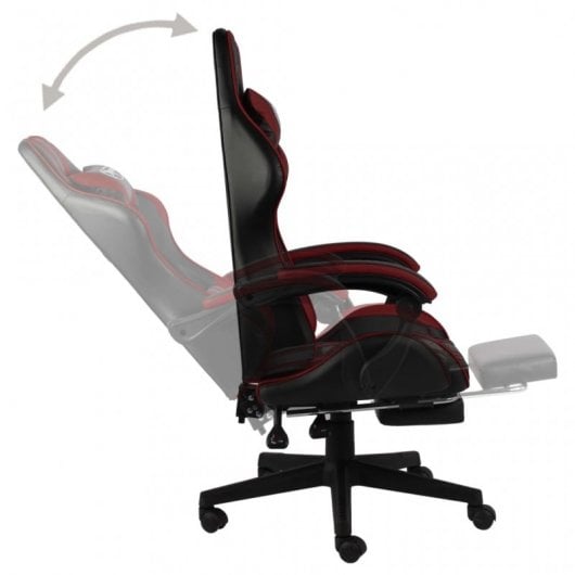 vidaXL Sedia da Gaming con Poggiapiedi in Pelle Sintetica Nero/Rosso Rosso