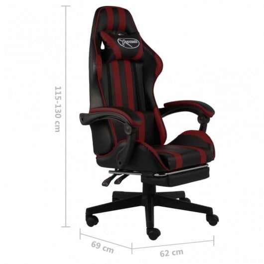 vidaXL Sedia da Gaming con Poggiapiedi in Pelle Sintetica Nero/Rosso Rosso