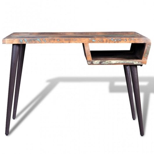 Bureau en bois recyclé VidaXL avec pieds en fer