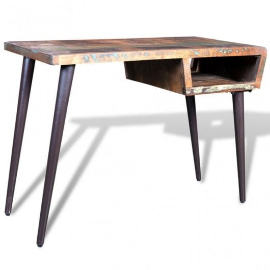 Bureau en bois recyclé VidaXL avec pieds en fer