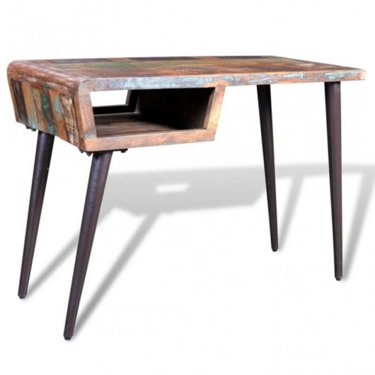 Bureau en bois recyclé VidaXL avec pieds en fer