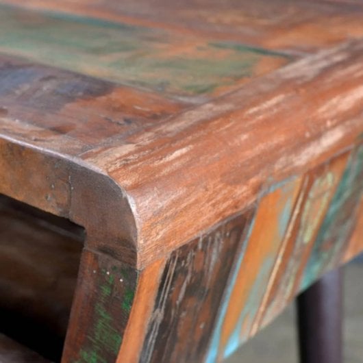 Bureau en bois recyclé VidaXL avec pieds en fer