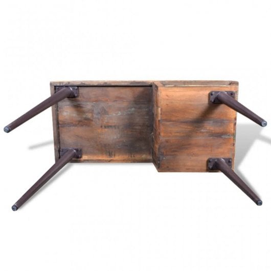 Bureau en bois recyclé VidaXL avec pieds en fer