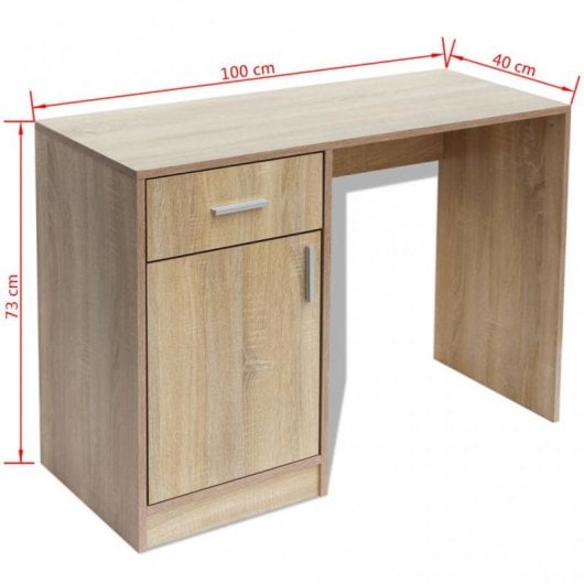 Bureau VidaXL avec tiroir et armoire chêne 100x40x73cm